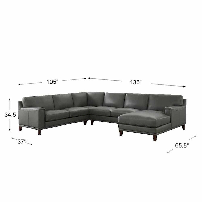 Divano componibile Hydeline Hayward in pelle pieno fiore con chaise longue