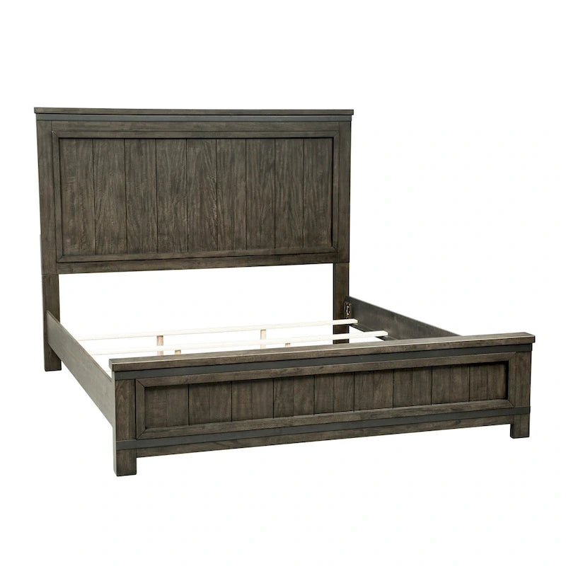 Letto con pannelli King California Thornwood Hills Rock Beaten Gray con tagli a sega