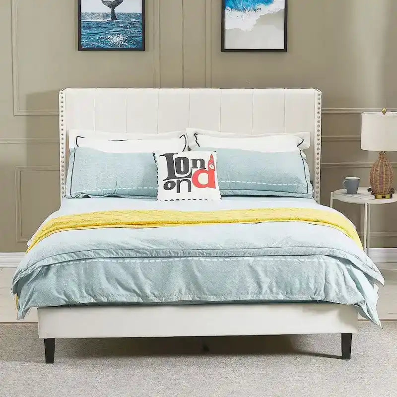 Struttura letto imbottita moderna con testiera capitonné