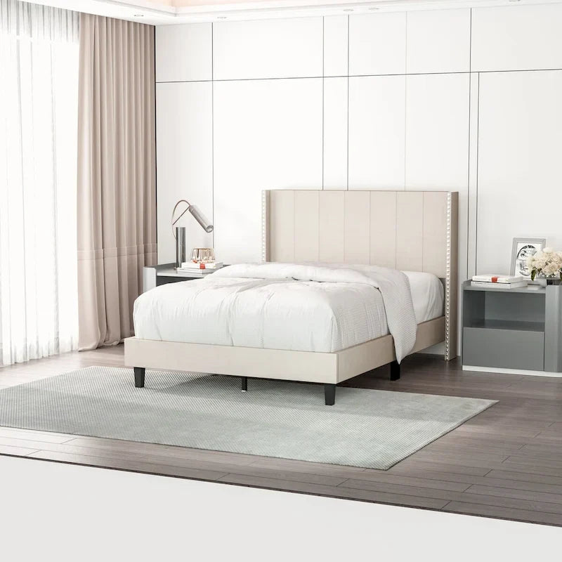 Struttura letto imbottita moderna con testiera capitonné