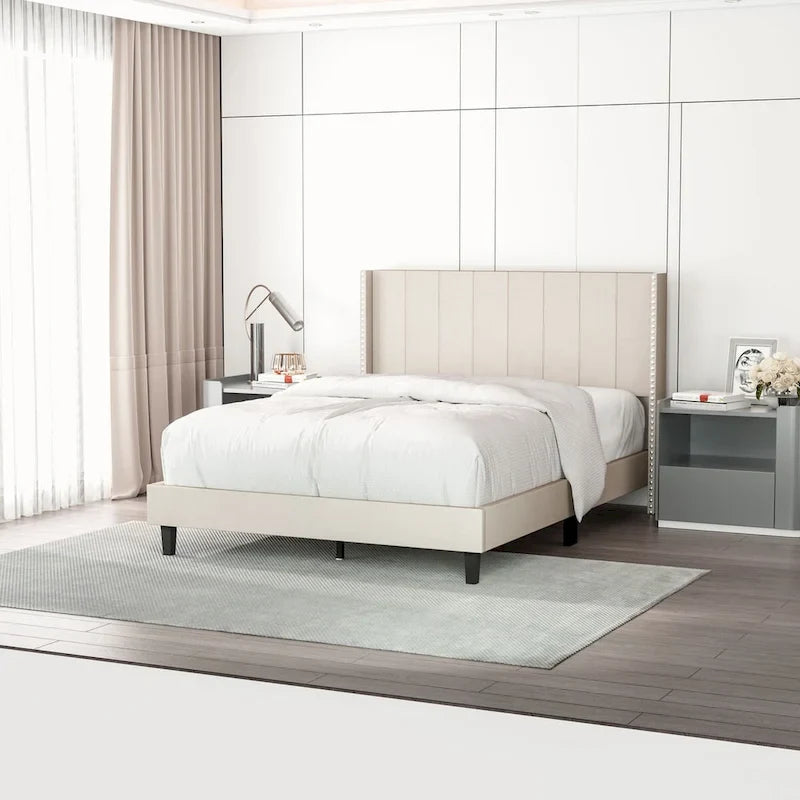 Struttura letto imbottita moderna con testiera capitonné