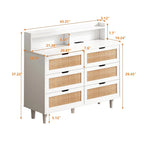 Cassettiera con 6 cassetti in rattan con luci LED e presa di corrente