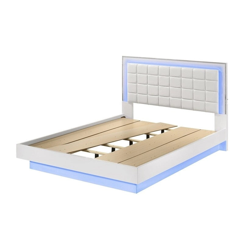 Set camera da letto B750 laccato bianco con LED Best Quality Furniture