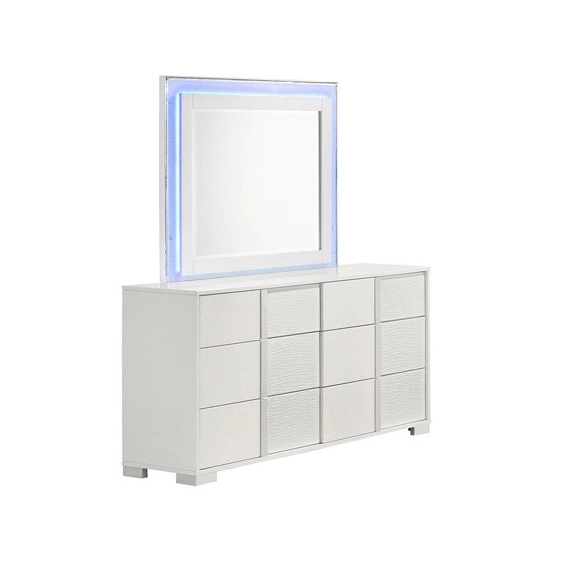Set camera da letto B750 laccato bianco con LED Best Quality Furniture