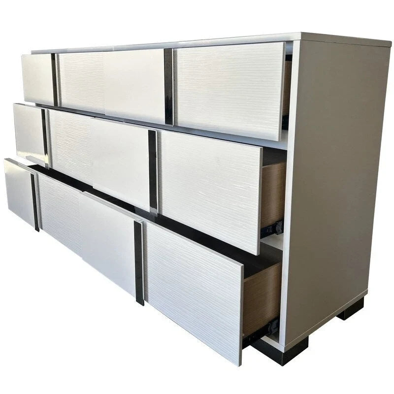 Set camera da letto B750 laccato bianco con LED Best Quality Furniture