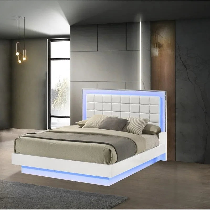 Set camera da letto B750 laccato bianco con LED Best Quality Furniture