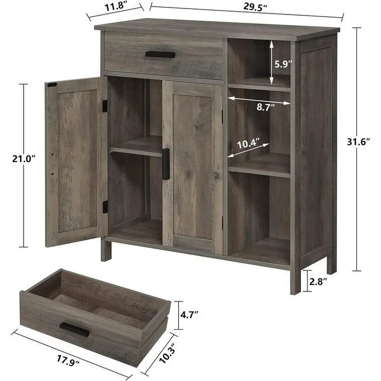 Mobiletto contenitore con ante e ripiani - 11,8P x 29,5L x 31,6A