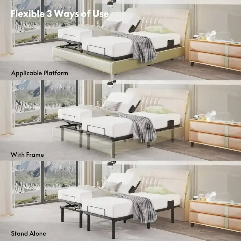 FunniHomi Base per Letto Regolabile Singolo XL/Queen/King Divisibile, Zero Spazi, Gravità Zero, Ferma Materasso