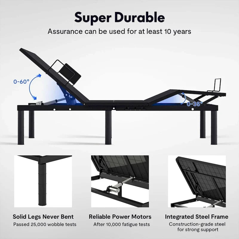 FunniHomi Base per Letto Regolabile Singolo XL/Queen/King Divisibile, Zero Spazi, Gravità Zero, Ferma Materasso