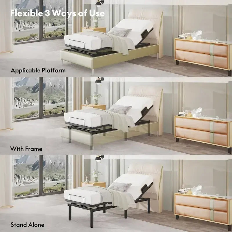 FunniHomi Base per Letto Regolabile Singolo XL/Queen/King Divisibile, Zero Spazi, Gravità Zero, Ferma Materasso