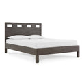 Yee Queen Bed, Gray Wood, 4 Side Drawers, Cut Out Headboard Design
