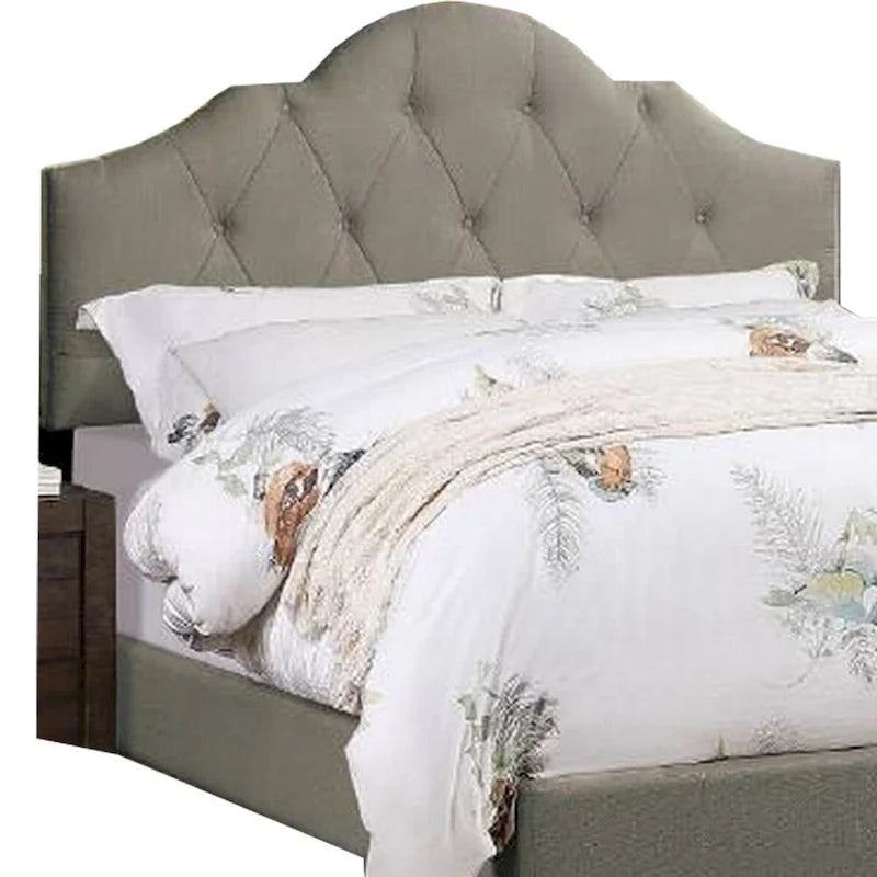 Letto King Size Imbottito Eni, Testiera Regolabile Trapuntata, Tessuto Grigio