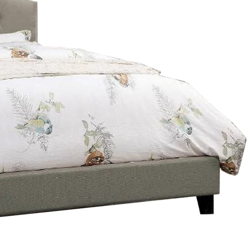 Letto King Size Imbottito Eni, Testiera Regolabile Trapuntata, Tessuto Grigio
