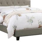 Letto King Size Imbottito Eni, Testiera Regolabile Trapuntata, Tessuto Grigio
