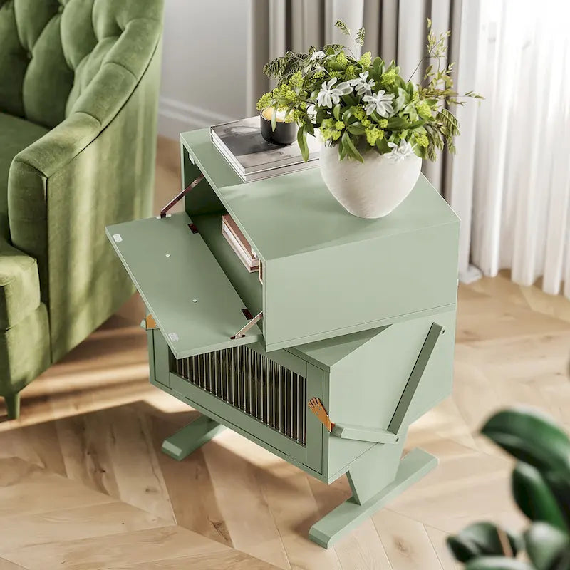 Comodino con cassetto girevole e striscia LED