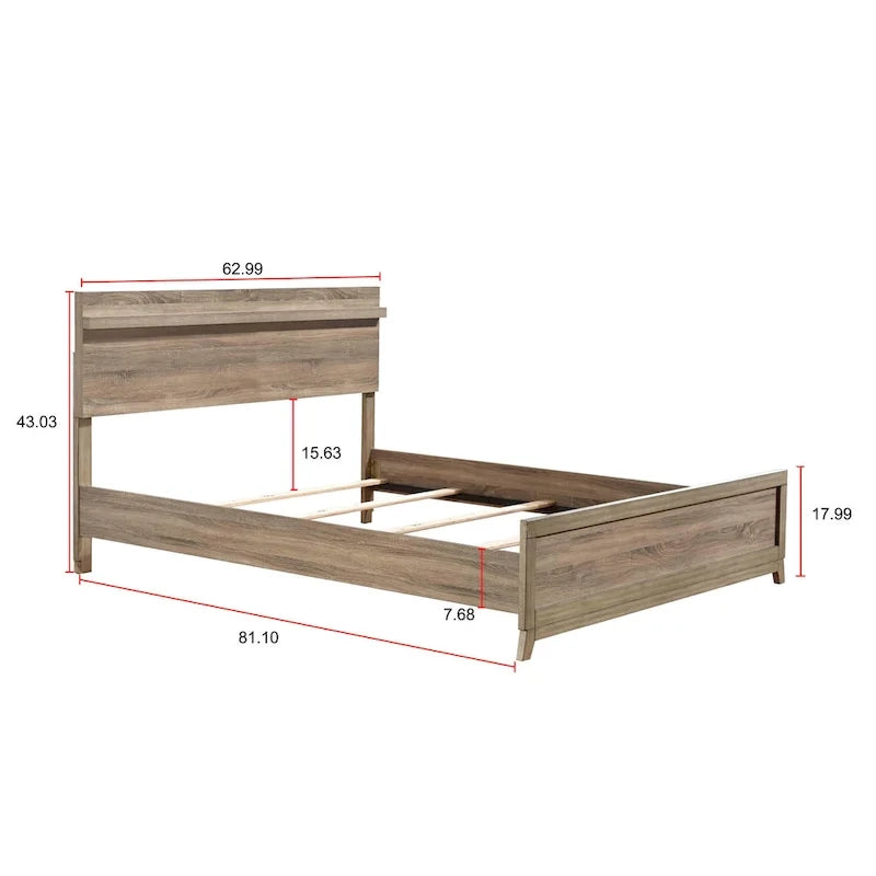 Set camera da letto 3 pezzi Daemon in legno chiaro