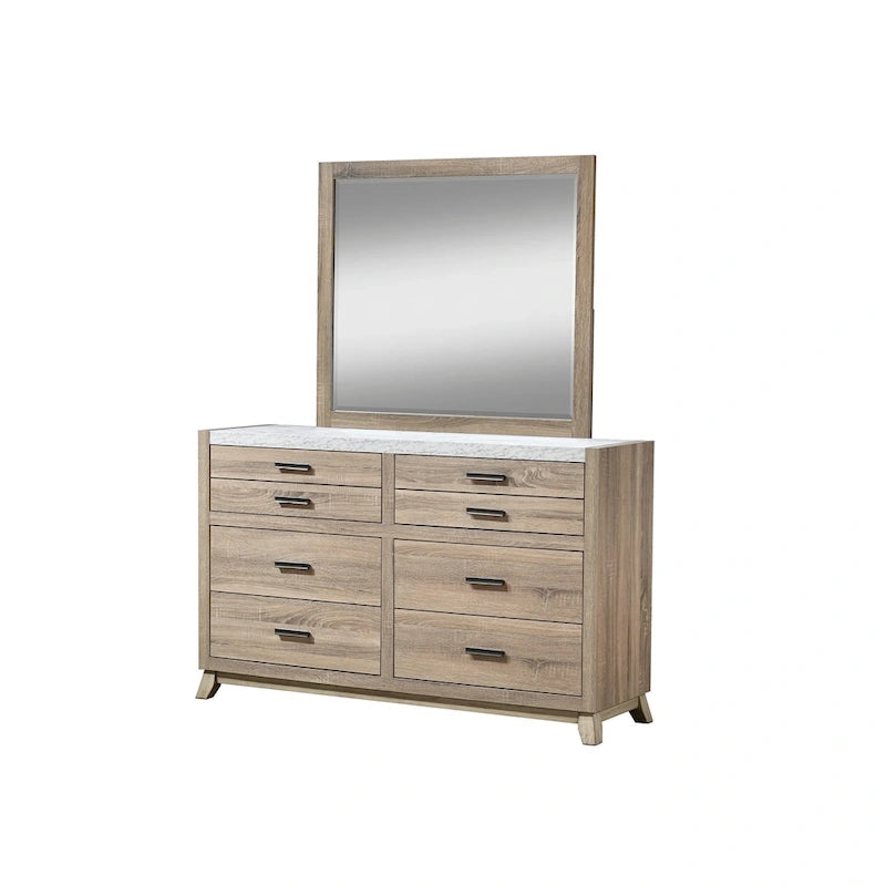 Set camera da letto 3 pezzi Daemon in legno chiaro