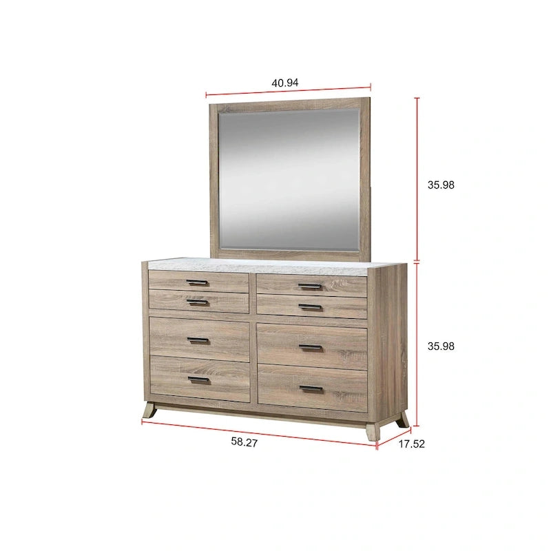 Set camera da letto 3 pezzi Daemon in legno chiaro