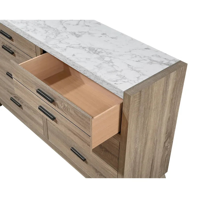 Set camera da letto 3 pezzi Daemon in legno chiaro