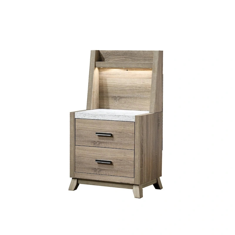 Set camera da letto 3 pezzi Daemon in legno chiaro