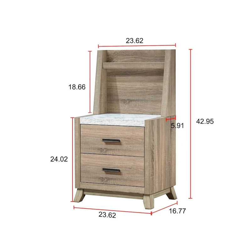Set camera da letto 3 pezzi Daemon in legno chiaro