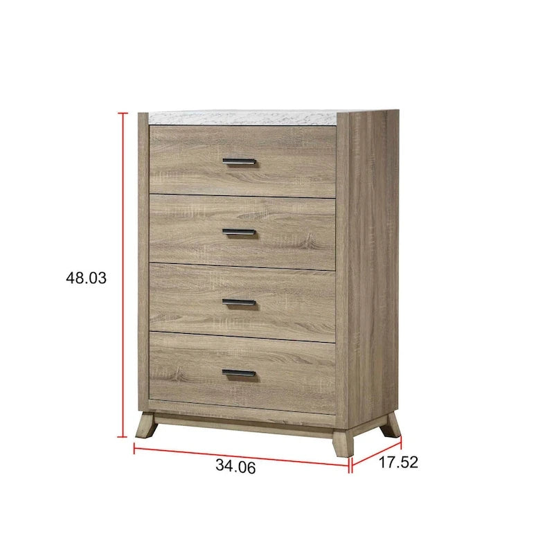 Set camera da letto 3 pezzi Daemon in legno chiaro