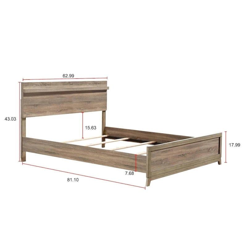 Set camera da letto 5 pezzi Daemon con pannelli color marrone chiaro