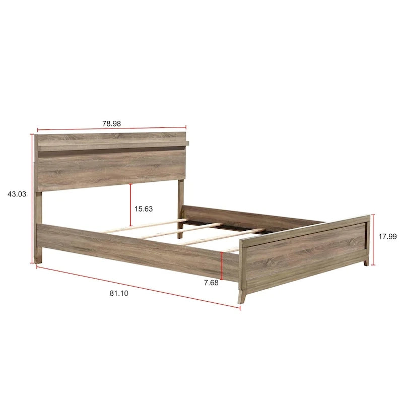 Set camera da letto 5 pezzi Daemon con pannelli color marrone chiaro