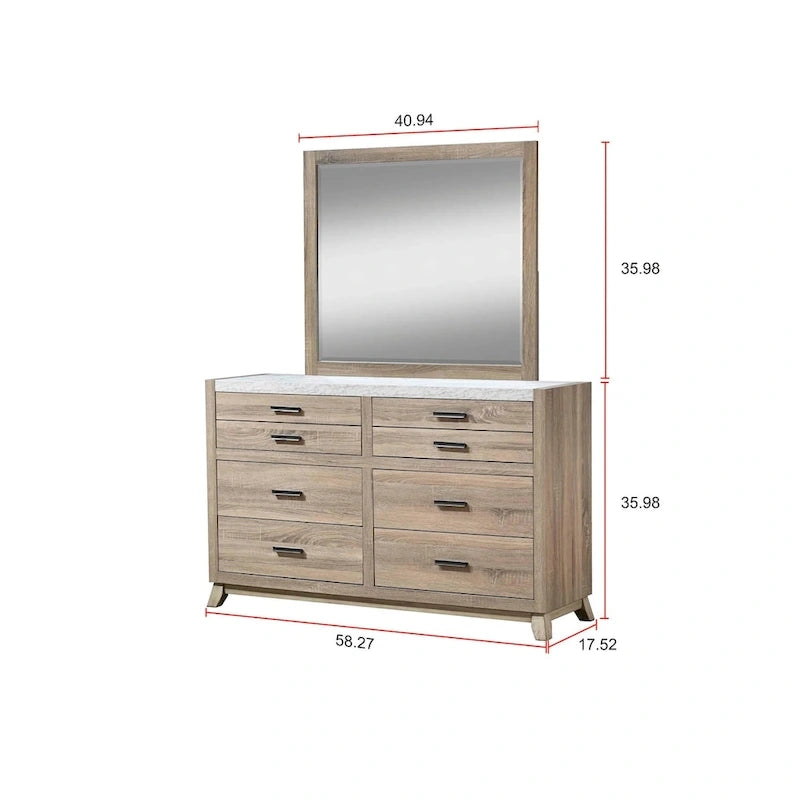 Set camera da letto 5 pezzi Daemon con pannelli color marrone chiaro