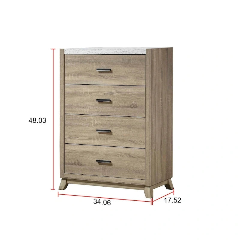Set camera da letto 5 pezzi Daemon con pannelli color marrone chiaro
