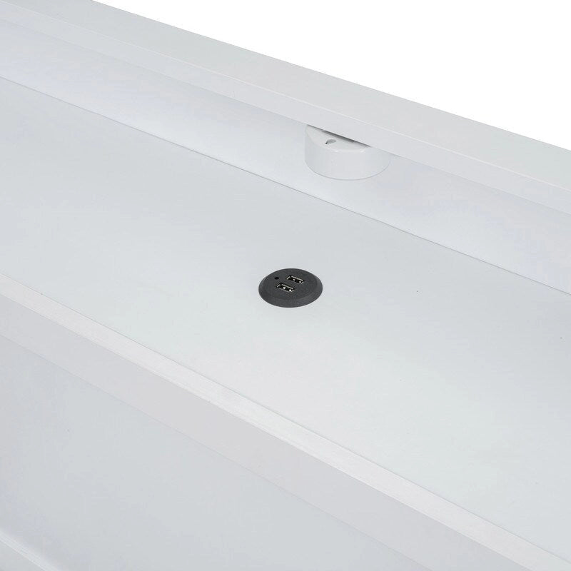 Letto a piattaforma con scaffali integrati, luci LED e porte USB, misura matrimoniale/singola