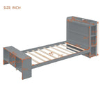 Letto a piattaforma con scaffali integrati, luci LED e porte USB, misura matrimoniale/singola