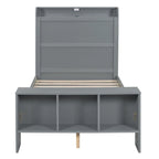 Letto a piattaforma con scaffali integrati, luci LED e porte USB, misura matrimoniale/singola