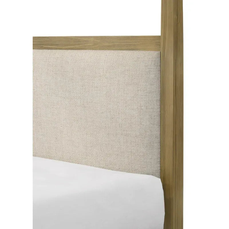 Set camera da letto con piattaforma e baldacchino rivestito Newell a 6 pezzi, marrone chiaro