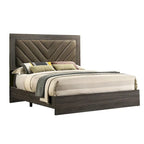 Letto California King in legno con testiera alta imbottita