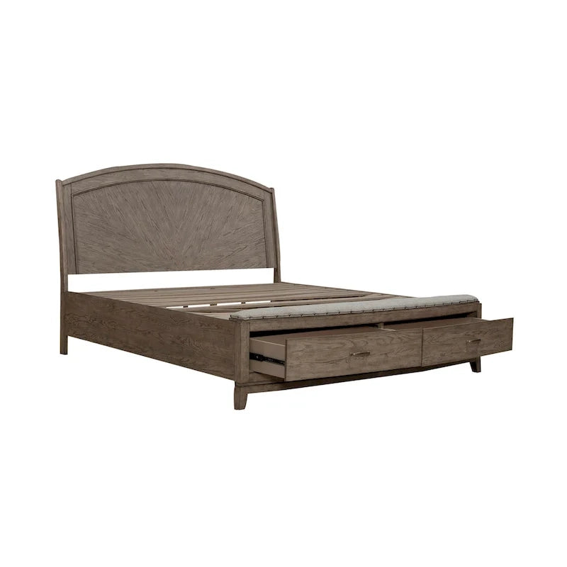 Set camera da letto Avalon Burnished Beige Oak King Panel Storage Bed