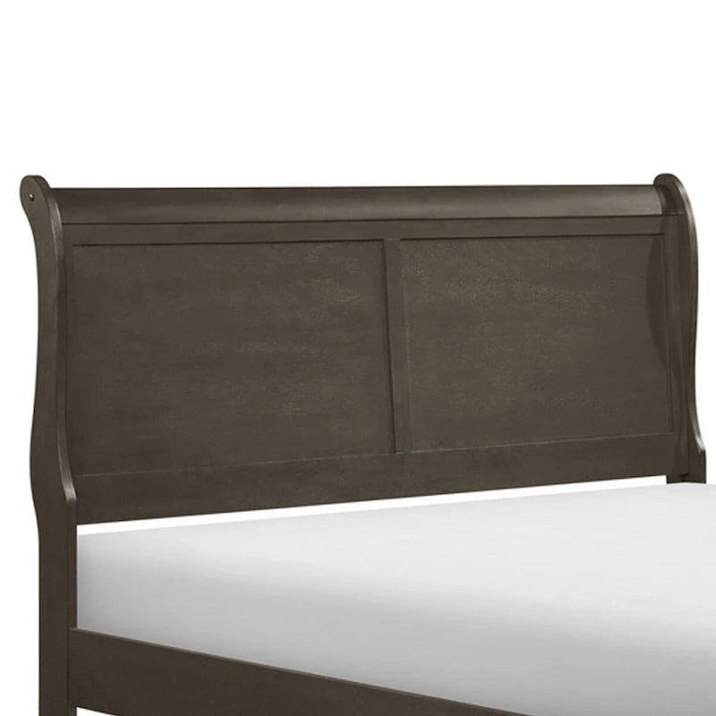 Letto a slitta Gage Traditional California King, struttura in legno, grigio tinto