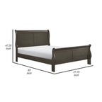 Letto a slitta Gage Traditional California King, struttura in legno, grigio tinto