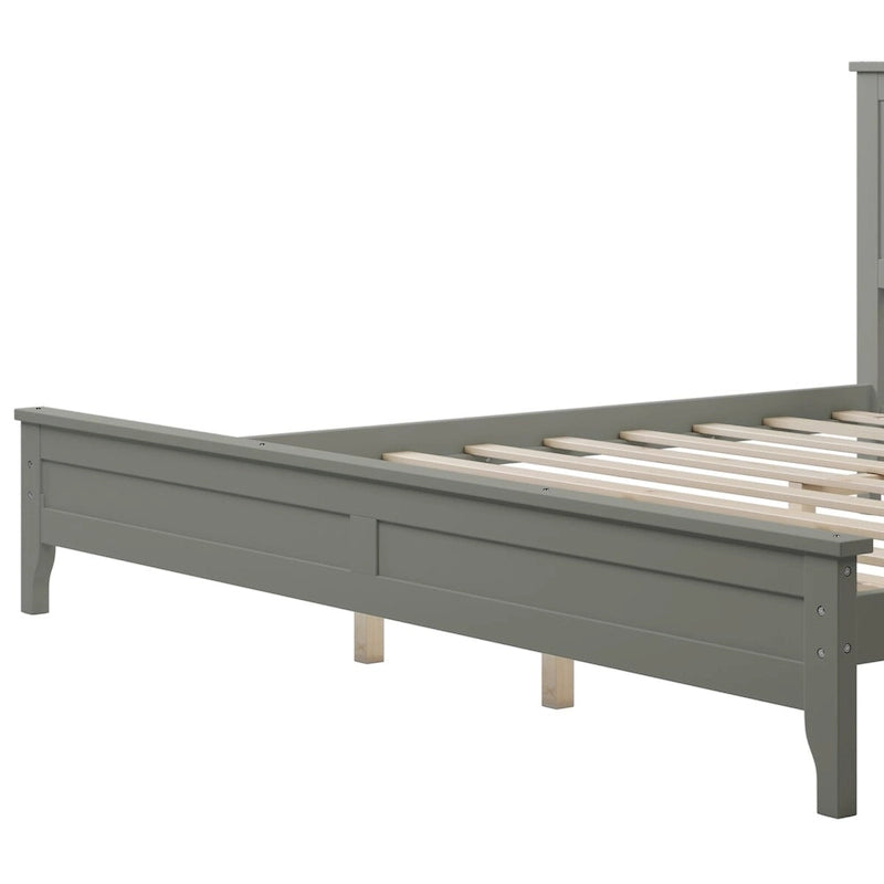Letto King in Pino Grigio Moderno con Piattaforma - Design a Doghe Semplice, Elegante, Alta Capacità di Carico