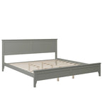 Letto King in Pino Grigio Moderno con Piattaforma - Design a Doghe Semplice, Elegante, Alta Capacità di Carico