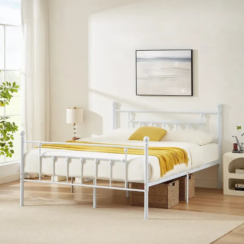 Javlergo Struttura Letto in Metallo, Struttura Letto a Piattaforma Moderna con Testiera e Pediera, Nessuna Rete a Molle Necessaria