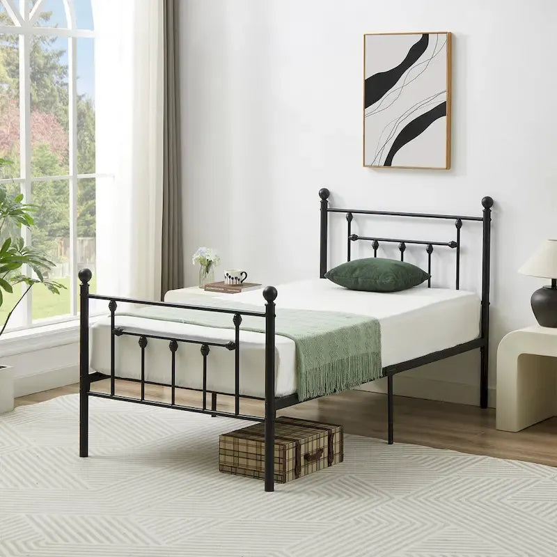 Javlergo Struttura Letto in Metallo, Struttura Letto a Piattaforma Moderna con Testiera e Pediera, Nessuna Rete a Molle Necessaria