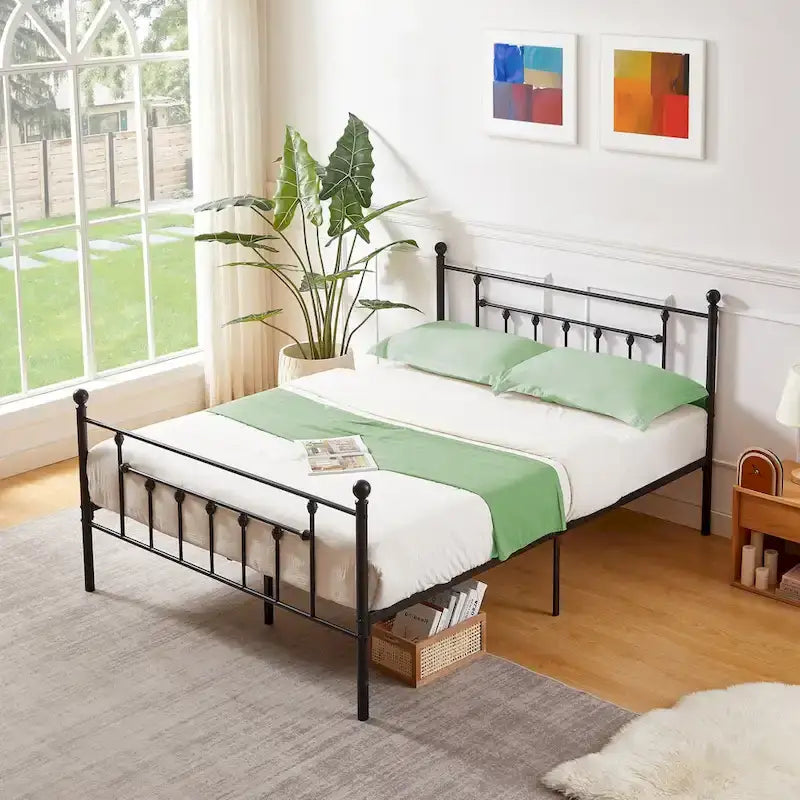 Javlergo Struttura Letto in Metallo, Struttura Letto a Piattaforma Moderna con Testiera e Pediera, Nessuna Rete a Molle Necessaria