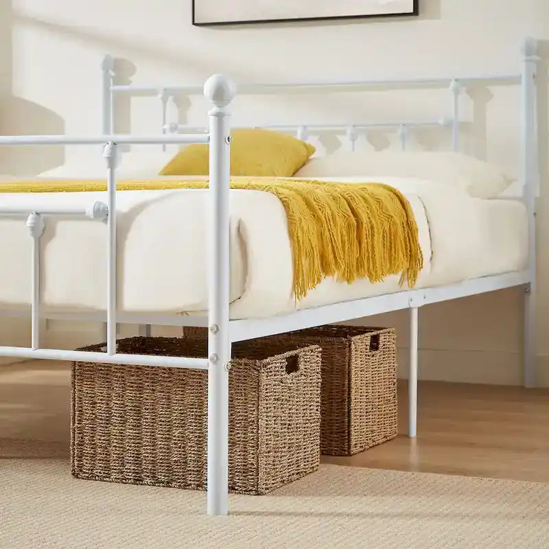 Javlergo Struttura Letto in Metallo, Struttura Letto a Piattaforma Moderna con Testiera e Pediera, Nessuna Rete a Molle Necessaria