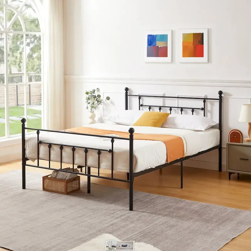 Javlergo Struttura Letto in Metallo, Struttura Letto a Piattaforma Moderna con Testiera e Pediera, Nessuna Rete a Molle Necessaria