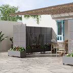 MAYEERTY Fioriera con traliccio in ferro grigio, stile classico con persiane, 183x89x41 cm, set da 3 pezzi