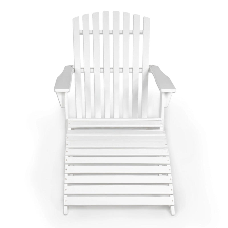 Chaise Adirondack rustique traditionnelle Shoreham 2 pièces en bois d'acacia avec repose-pieds amovible, par JONATHAN Y