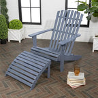 Sedia Adirondack Shoreham tradizionale rustica a 2 pezzi in legno di acacia con poggiapiedi staccabile, di JONATHAN Y