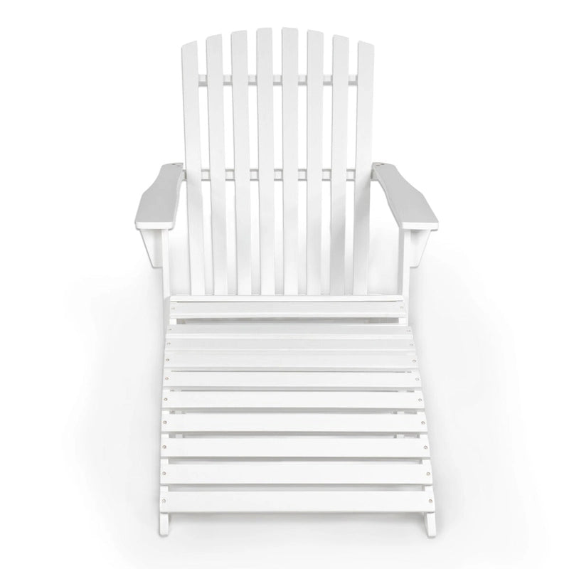 Sedia Adirondack Shoreham tradizionale rustica a 2 pezzi in legno di acacia con poggiapiedi staccabile, di JONATHAN Y