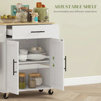 HOMCOM Isola Cucina con Contenitore, Carrello da Cucina su Ruote con Prese CA e Porte USB